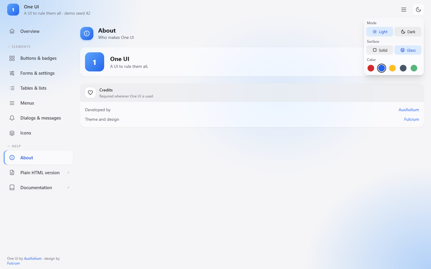 The appearance menu