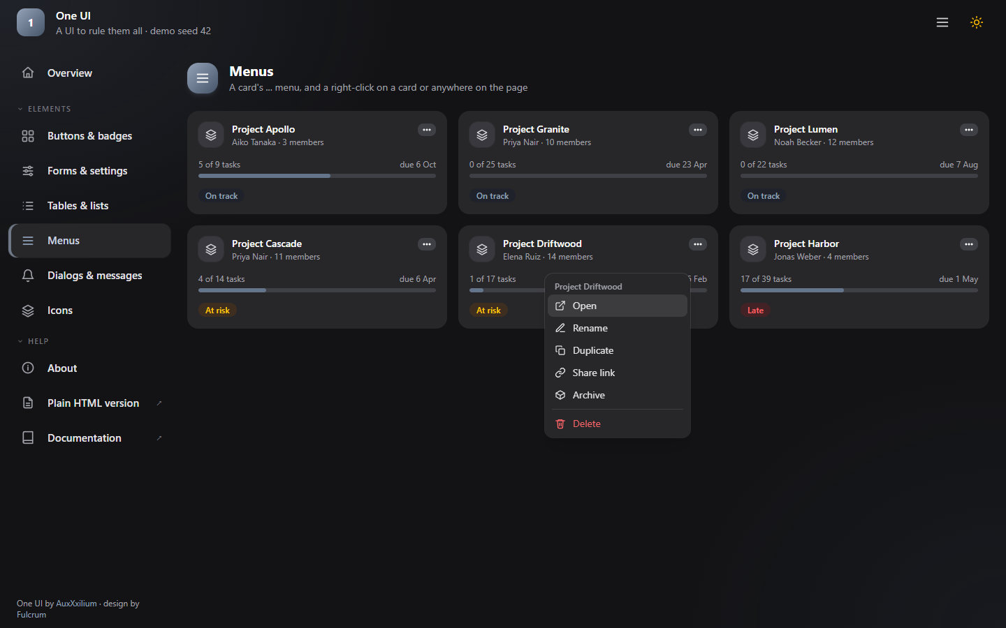 Right-click menu, solid dark