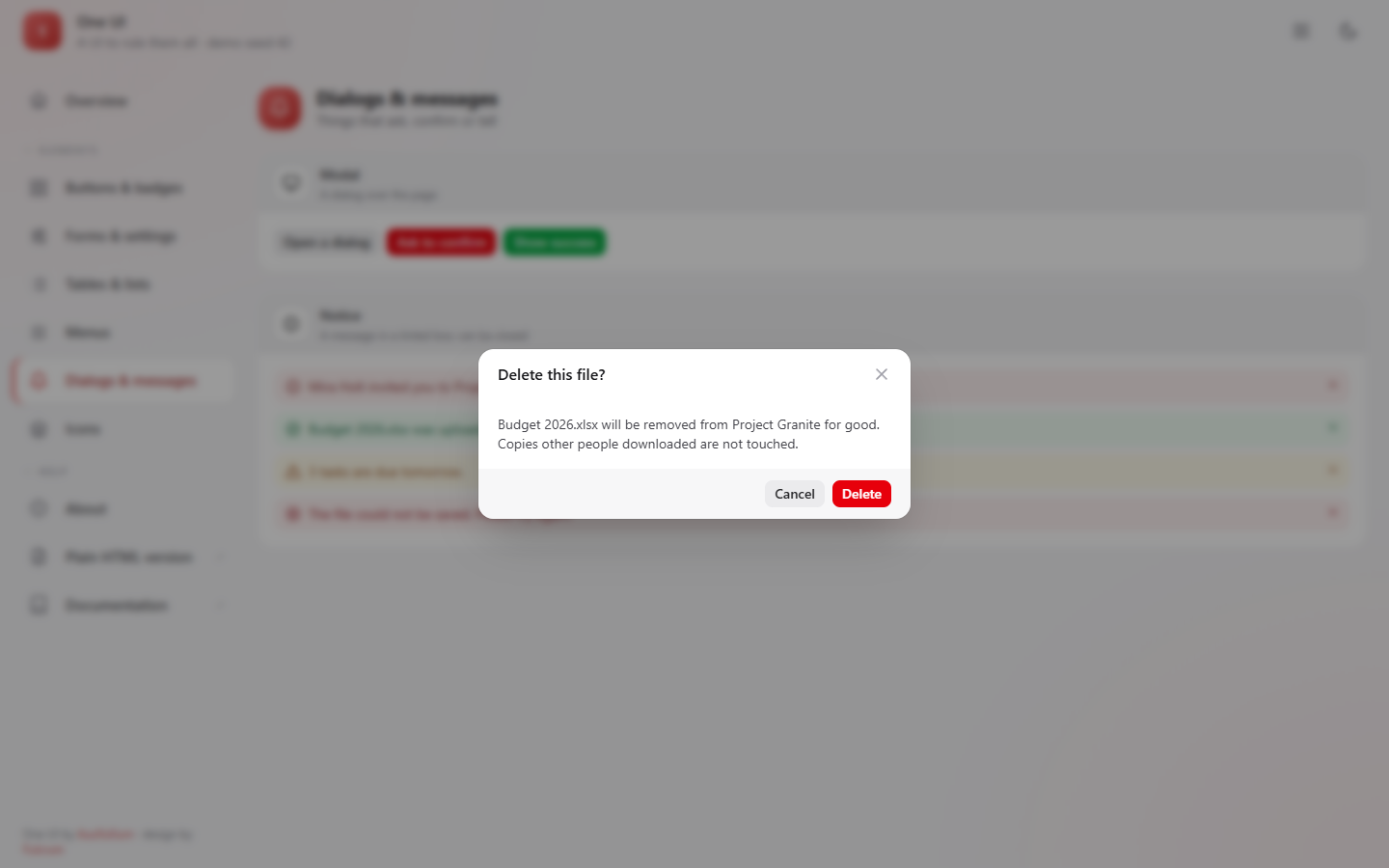 A confirmation dialog